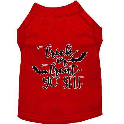 Trick or Treat Yo' Self Screen Print Dog Shirt Red Lg