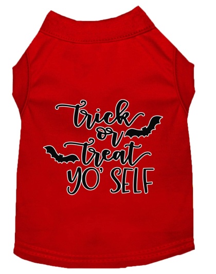Trick or Treat Yo' Self Screen Print Dog Shirt Red Lg