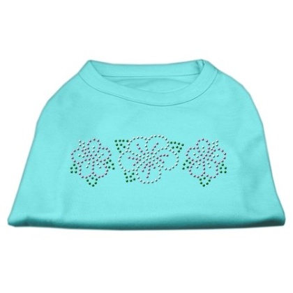 Tropical Flower Rhinestone Shirts Aqua L