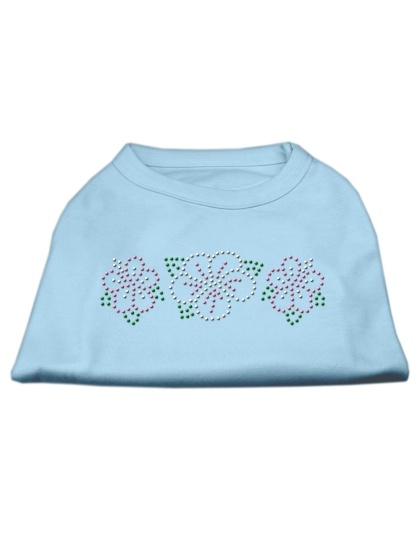 Tropical Flower Rhinestone Shirts Baby Blue L