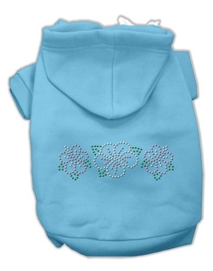 Tropical Flowers Rhinestone Hoodies Baby Blue L