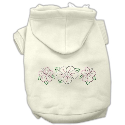 Tropical Flowers Rhinestone Hoodies Cream L