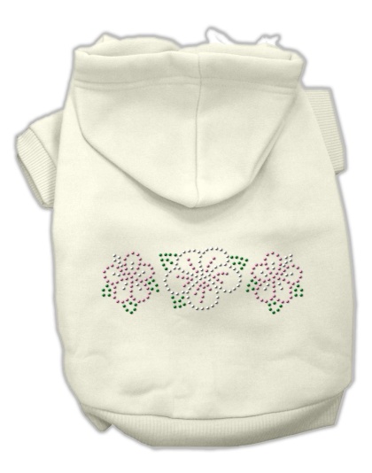 Tropical Flowers Rhinestone Hoodies Cream L