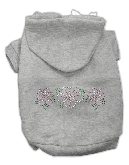 Tropical Flowers Rhinestone Hoodies Grey L