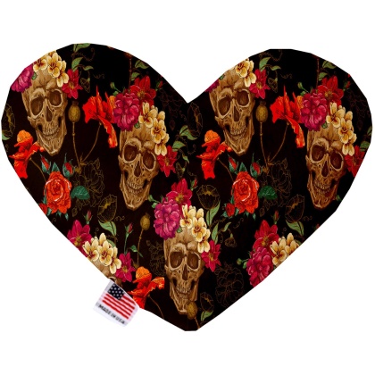 Tropical Skulls 6 Inch Canvas Heart Dog Toy