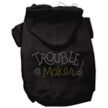 Trouble Maker Rhinestone Hoodies Black L