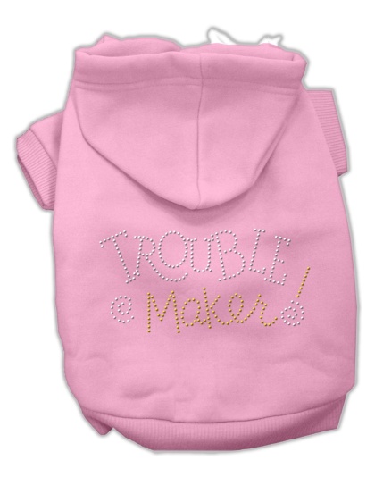 Trouble Maker Rhinestone Hoodies Pink L