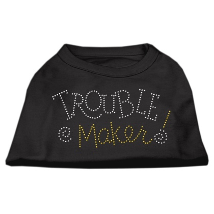 Trouble Maker Rhinestone Shirts Black L