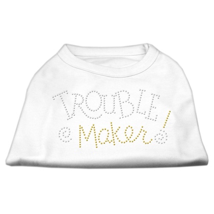 Trouble Maker Rhinestone Shirts White L