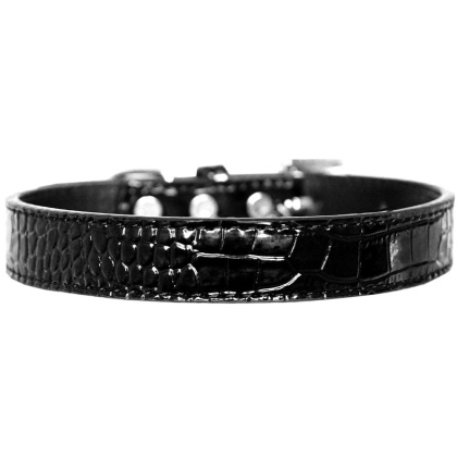 Tulsa Plain Croc Dog Collar Black Size 12