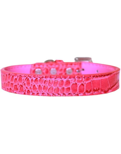 Tulsa Plain Croc Dog Collar Bright Pink Size 12