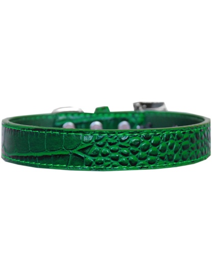 Tulsa Plain Croc Dog Collar Emerald Green Size 12