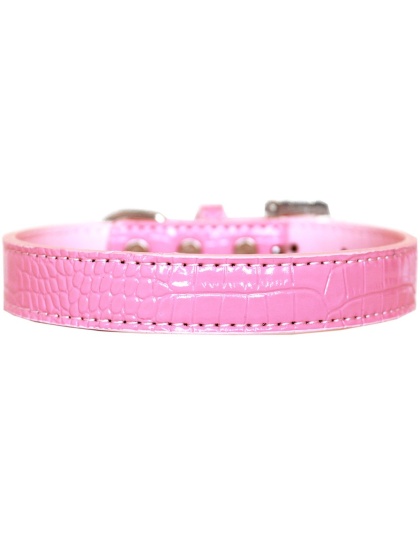 Tulsa Plain Croc Dog Collar Light Pink Size 12