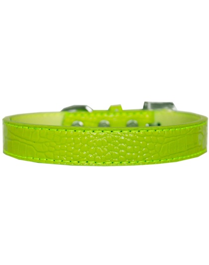 Tulsa Plain Croc Dog Collar Lime Green Size 12