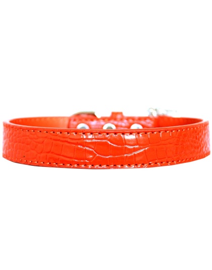 Tulsa Plain Croc Dog Collar Orange Size 12