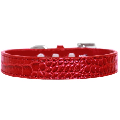 Tulsa Plain Croc Dog Collar Red Size 12