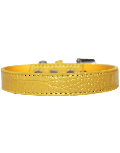 Tulsa Plain Croc Dog Collar Yellow Size 12