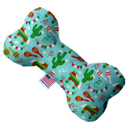 Turquoise Fiesta 10 inch Canvas Bone Dog Toy