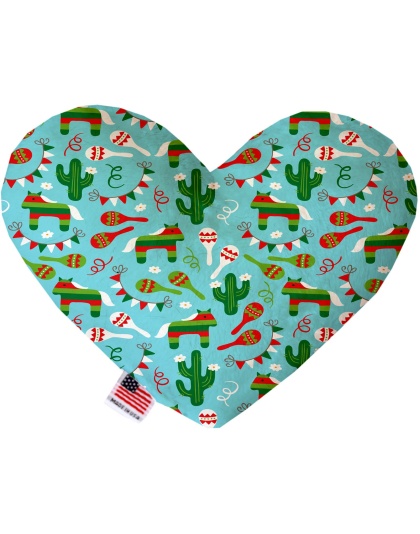 Turquoise Fiesta 6 inch Canvas Heart Dog Toy