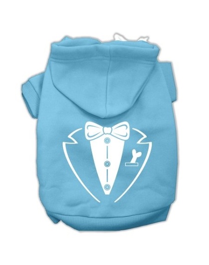 Tuxedo Screen Print Pet Hoodies Baby Blue Size Lg