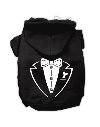 Tuxedo Screen Print Pet Hoodies Black Size Lg