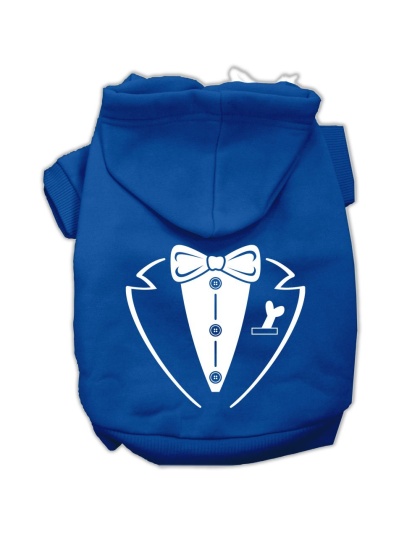 Tuxedo Screen Print Pet Hoodies Blue Size Lg