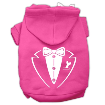 Tuxedo Screen Print Pet Hoodies Bright Pink Size Lg