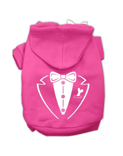 Tuxedo Screen Print Pet Hoodies Bright Pink Size Lg