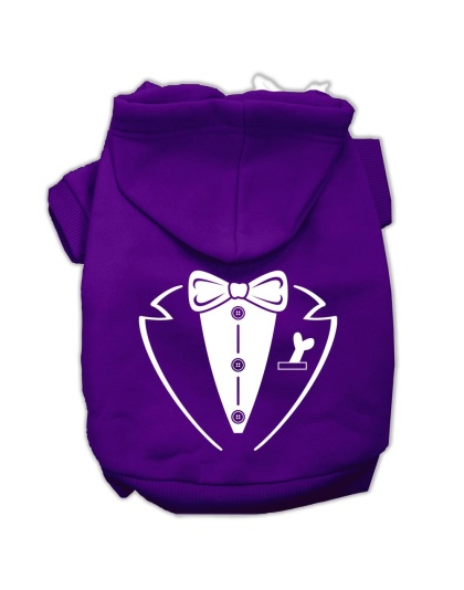 Tuxedo Screen Print Pet Hoodies Purple Size Lg