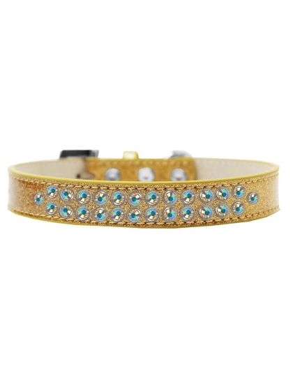 Two Row AB Crystal Size 12 Gold Ice Cream Dog Collar