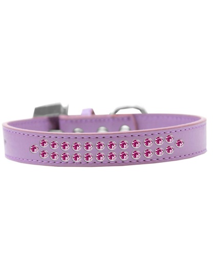 Two Row Bright Pink Crystal Size 12 Lavender Dog Collar