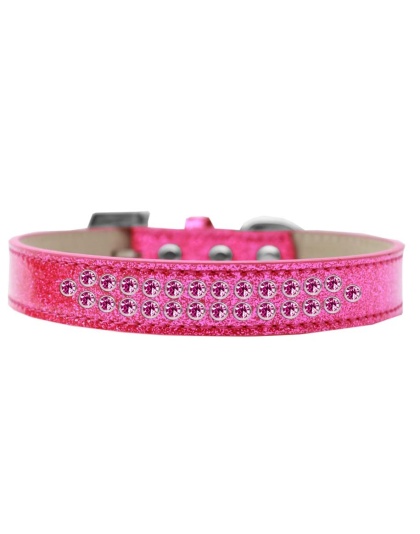 Two Row Bright Pink Crystal Size 12 Pink Ice Cream Dog Collar