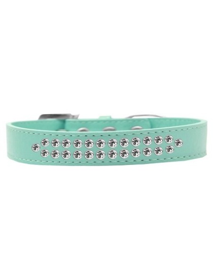 Two Row Clear Crystal Size 12 Aqua Dog Collar