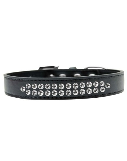 Two Row Clear Crystal Size 12 Black Dog Collar