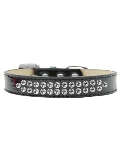 Two Row Clear Crystal Size 12 Black Ice Cream Dog Collar
