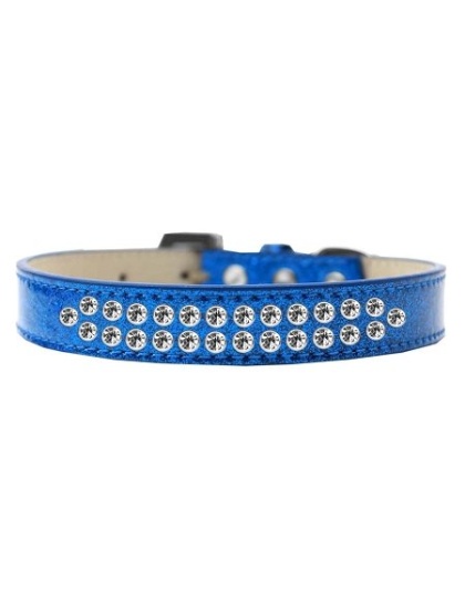 Two Row Clear Crystal Size 12 Blue Ice Cream Dog Collar