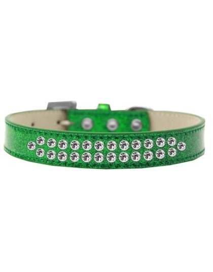 Two Row Clear Crystal Size 12 Emerald Green Ice Cream Dog Collar