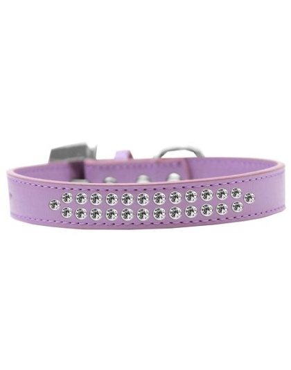 Two Row Clear Crystal Size 12 Lavender Dog Collar