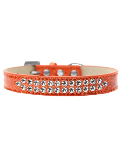 Two Row Clear Crystal Size 12 Orange Ice Cream Dog Collar