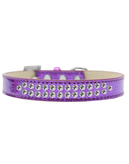 Two Row Clear Crystal Size 12 Purple Ice Cream Dog Collar