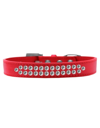 Two Row Clear Crystal Size 12 Red Dog Collar