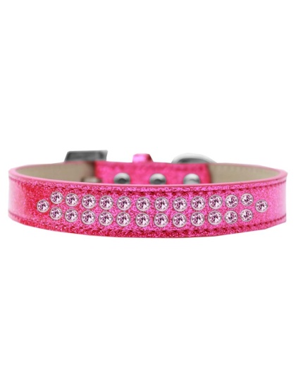 Two Row Light Pink Crystal Size 12 Pink Ice Cream Dog Collar