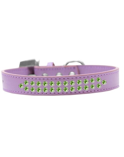 Two Row Lime Green Crystal Size 12 Lavender Dog Collar
