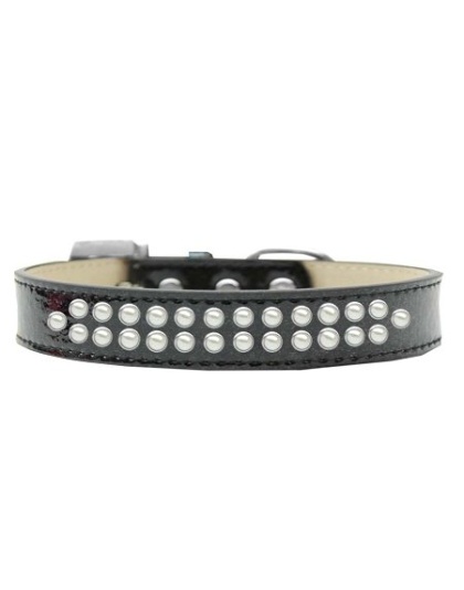 Two Row Pearl Size 12 Black Ice Cream Dog Collar