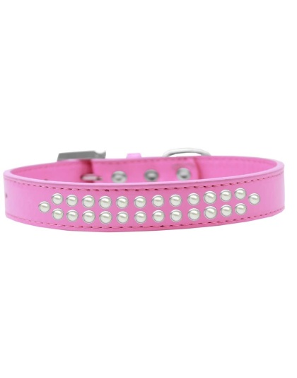 Two Row Pearl Size 12 Bright Pink Dog Collar
