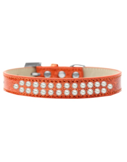 Two Row Pearl Size 12 Orange Ice Cream Dog Collar