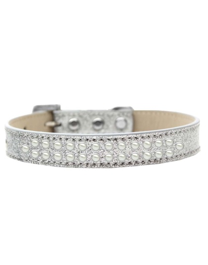 Two Row Pearl Size 12 Silver Ice Cream Dog Collar