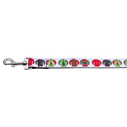 Ugly Sweater Nylon Ribbon Collars 1 wide 4ft Leash