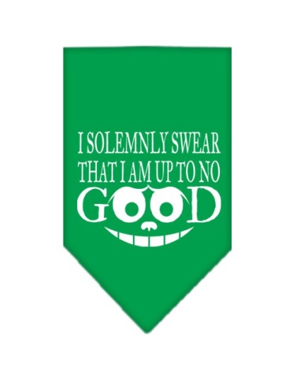 Up to No Good Screen Print Bandana Emerald Green Large