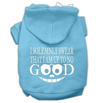 Up to No Good Screen Print Pet Hoodies Baby Blue Size Lg